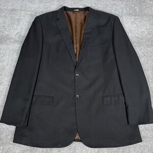 Caravelli Suit Jacket‎ Men's 48L Black 2 Button Oxford 2B Superior 150s Blazer